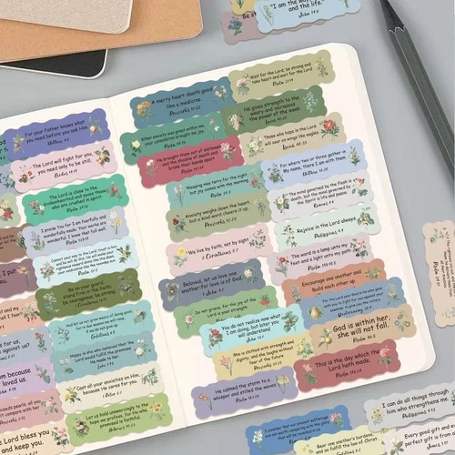 30Pcs Random Bible Verses Journaling Faith Label Wildflower Waterproof Stickers