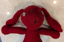 Handmade Crochet Bunny Red Soft Plush Blanket Yarn