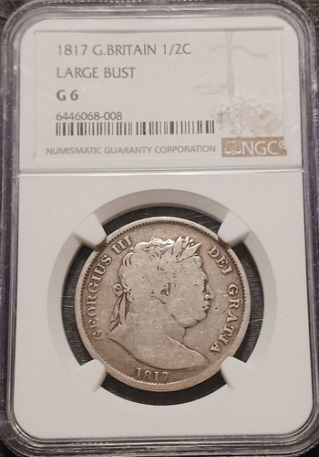 GREAT BRITAIN 1817 LARGE BUST HALF-CROWN 1/2 CROWN NGC G6