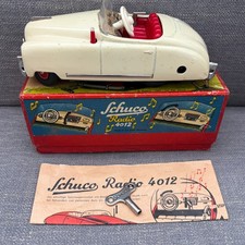 1950s SCHUCO Radio 4012 6" Wind Up Tin Toy Car With Key Box Working