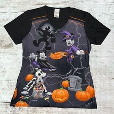 Disney  Mickey and Friends Halloween Theme Nurse Scrub Top Womens Size  Small