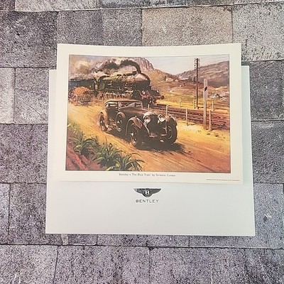 Collectible Terence Cuneo Lithograph Bentley vs the Blue Train Unsigned Print