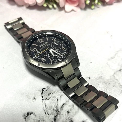 CITIZEN ATTESA Black Titanium Satellite Wave Radio Solar Watch Used - Picture 1 of 3