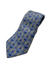 HERMES Tie Silk BLU All over men s 7314EA