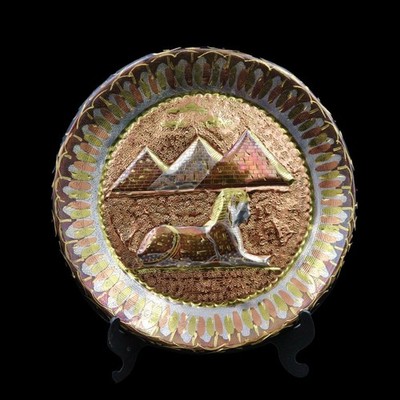 Solid Antique Handmade Copper/Brass Wall Plaque of Ancient Pyramids and Sphinx