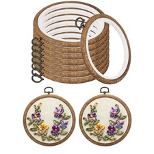 PATIKIL 5" Embroidery Hoops, 10Pcs Imitated Wood Circle Cross Stitch Frames