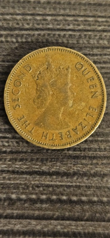 1961 Hong Kong 10 Ten Cents  - Nickel Brass Coin  - Asia - World Coin #F117*