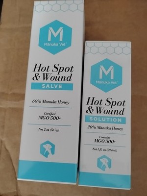 Manuka Vet Hot Spot & Wound  2 oz New Zealand Animal Solution -Salve Four Sets