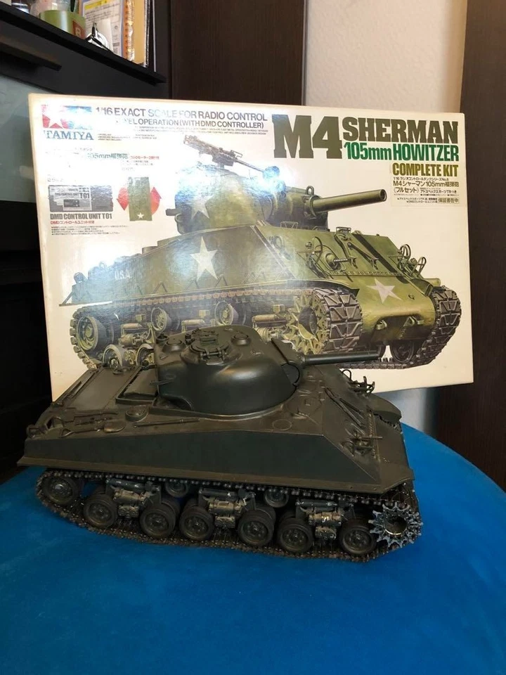 TAMIYA 1/16 RC Tank M4 SHERMAN 105mm HOWIZER ITEM56005 Assembled - Image 4 of 4