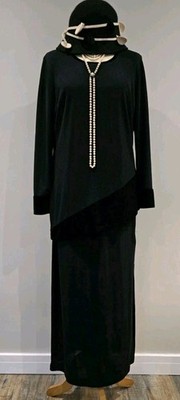 Vintage St Michael 1920er 1930er Downton Peaky Blinder Stil Samtkleid Größe 12 