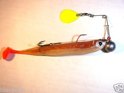 Lieblingsköder Whisky Orange & Jig & Spintrailer Hecht Barsch Zander Softbait 