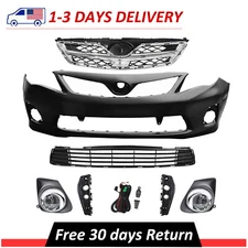 Fits 2011 2012 2013 Toyota Corolla Sedan Front Bumper Cover Kit With Fog Lights