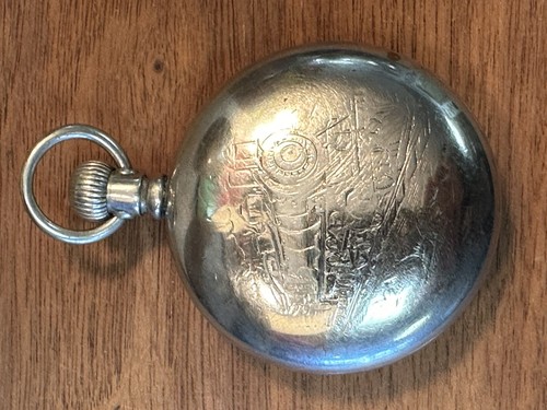 ANTIQUE 18s SILVERODE LEVER SET HIGHLY ENGRAVED TRAIN RR POCKET WATCH Repair HTF - Picture 13 of 13
