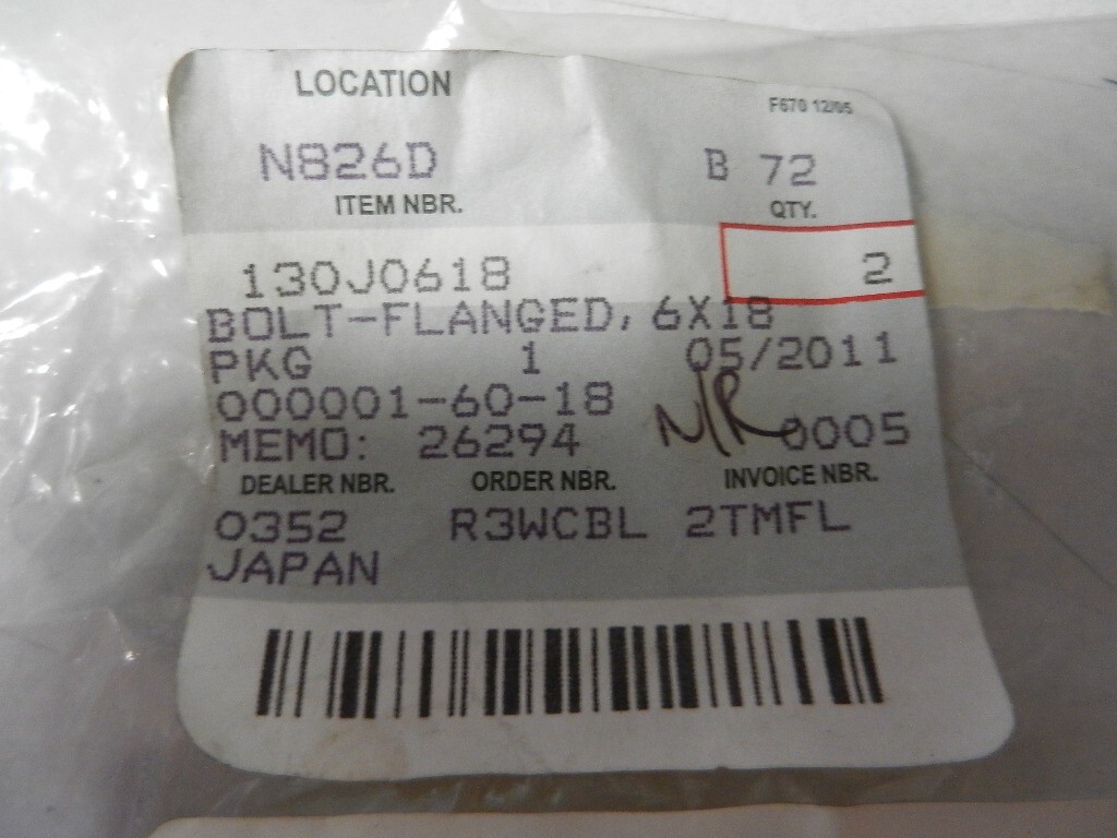 NOT'EM NOS Kawasaki 6x18 Bolt Flanged Set 94-97 ZX900 93-05 ZX600