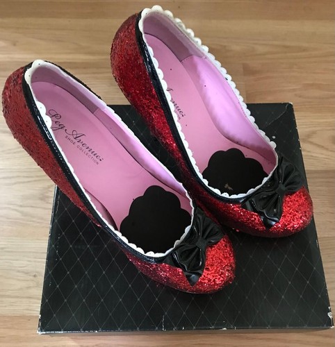 Leg Avenue Wizard Of Oz Dorothy Ruby Hausschuhe/Glitzer Stiletto Schuhe/Gr. 9 Pumps
