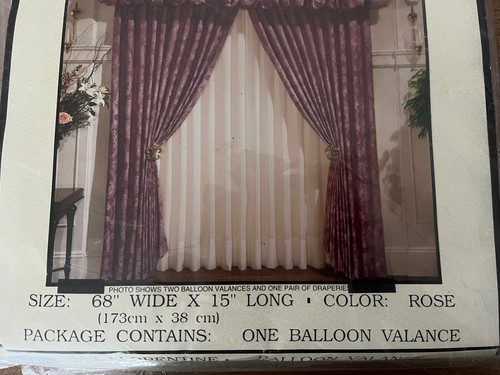 Cottage Damask Balloon Valance Rose 68” X 15” Victorian Style #b10 - Picture 7 of 7