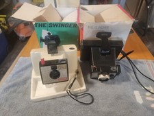 Lot of 2 Vintage Polaroid One Step Land Camera Rainbow Stripe - UNTESTED AS IS
