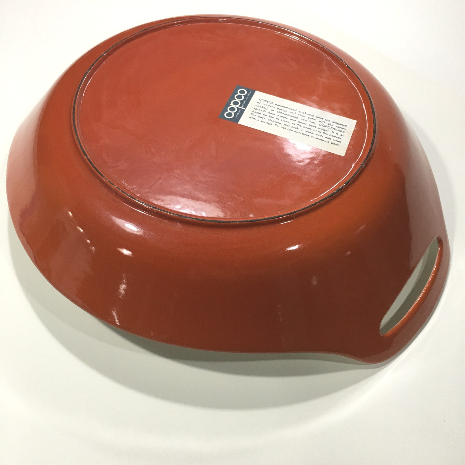 Vintage Copco Denmark Micheal Lax Orange Enamel Cast Iron Paella Pan