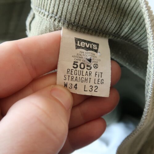Vintage Levi's 505 Corduroy Jeans Regular Straight Fit Green Mens W34 L32 Cotton - Picture 13 of 22