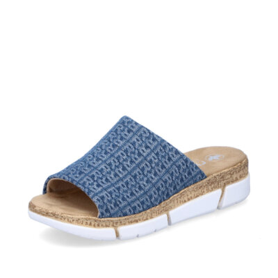 Rieker Women's Mule Sandals Slippers Shoes Blue V2377