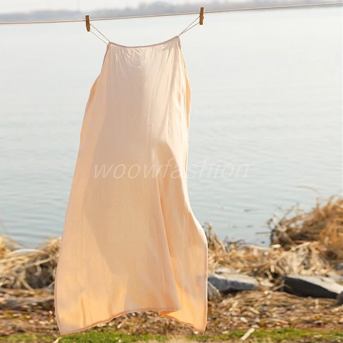 Women Cotton Camisoles Full Slips Long Slip Dress Extender Dress Sheer Petticoat - Picture 9 of 18