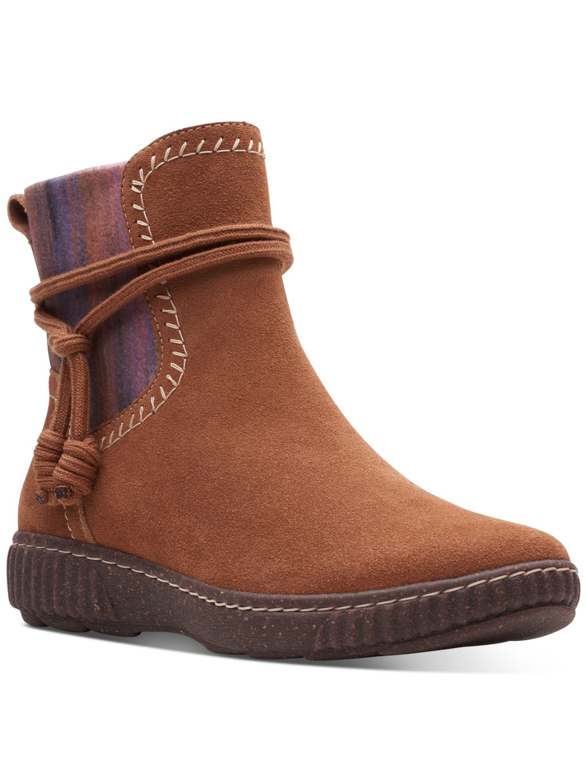 COLLECTION BY CLARKS Womens Brown Caroline Lily Round Toe Wedge Booties 6 M