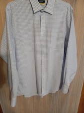 Mens Chaps Easy Care Comfort Stretch Wrinkle Free Button Up Blue Plaid 17 1/2