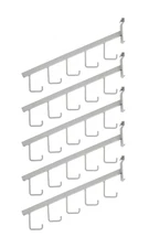Pack of 5 White 5-J-Hook Waterfall Faceout Gridwall Hooks - Essential Grid Wall