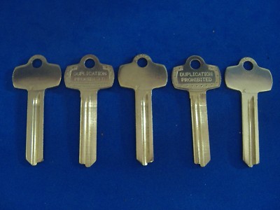 LOT OF FIVE  NICKEL SILVER FITS BEST KEY BLANKS FOR ''K''  KEYWAY