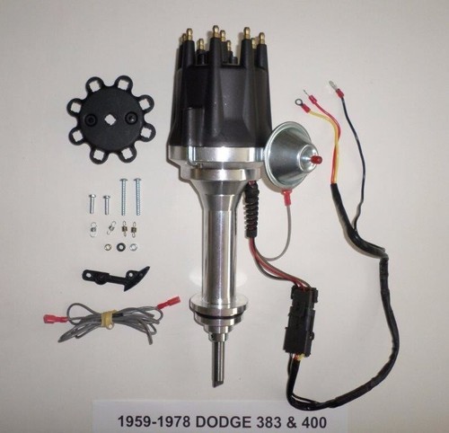 small cap DODGE 1959-72 383 400 BLACK HEI Distributor + Spark Plug Wires + Coil - Picture 2 of 6