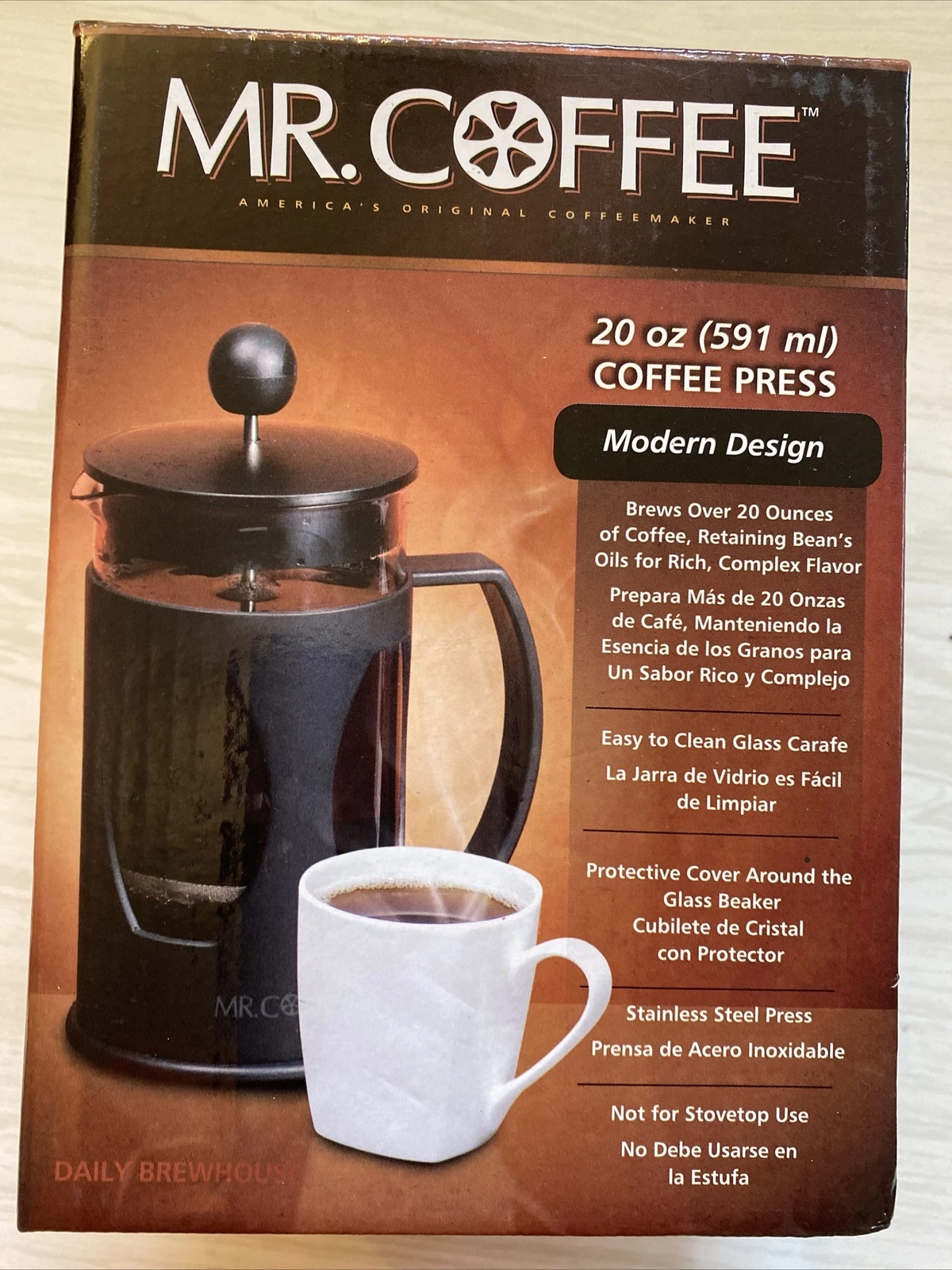 Mr. Coffee French Coffee Press 20 oz NIB-complete-UNUSED-black