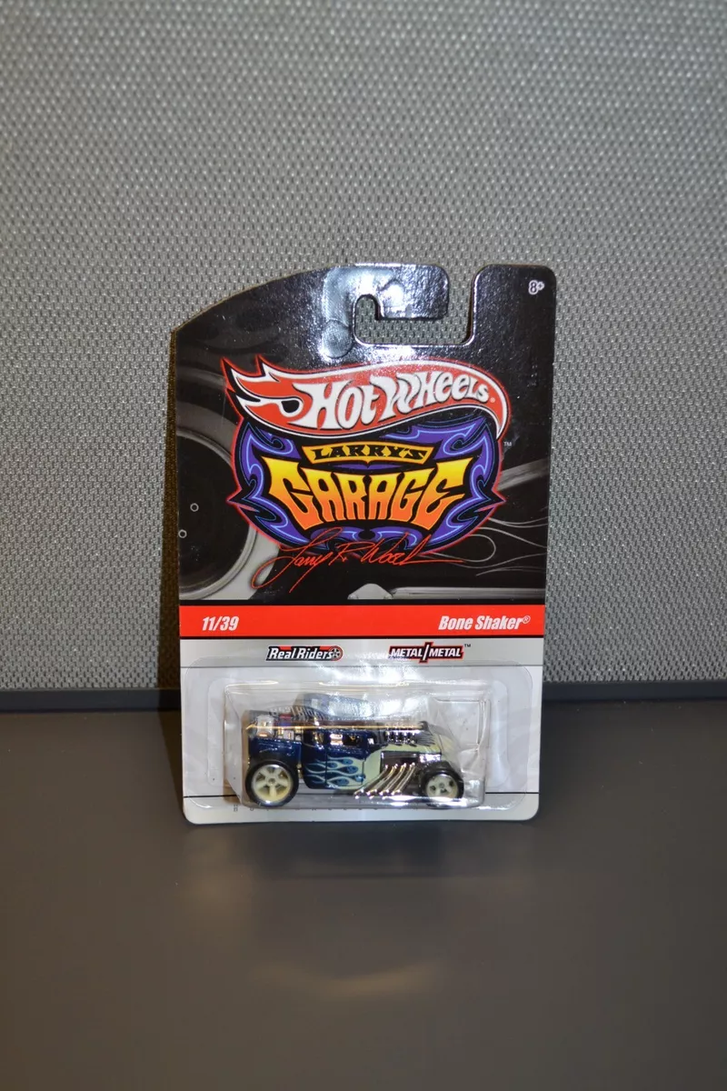 Hot Wheels Larry s Garage 11 39 Blue Flamed Bone Shaker Real Riders Boneshaker