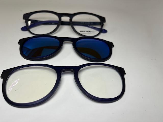 NEW MARCHON M-1502 412 Matte Navy Horn MAG-SET Eyeglasses  display picture 2