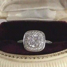 1.22CT Simulated White Sapphire Halo Style Women's Engagement Ring In 935 Silver