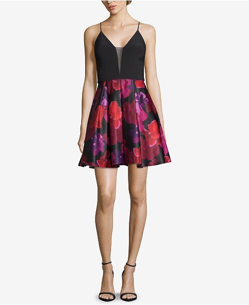 Betsy & Adam Women's Floral-print Fit & Flare Dress (2, Black/Red/Fuchsia) Betsy & Adam Women's Floral-print Fit & Flare Dress (2, Black/Red/Fuchsia)