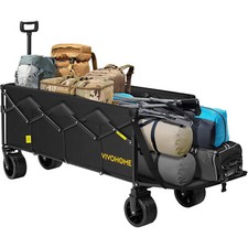 48in Foldable Wagon Utility Cart w/ Extended Tailgate 440lbs Heavy Duty Outdoor