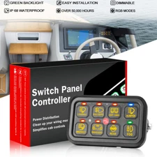 RGB 8 Gang Switch Panel Wireless LED Light Bar Relay System Marine Boat SUV 12V