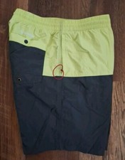 COLUMBIA GRAY YELLOW-GREEN OMNI-SHIELD 8" SWIM TRUNKS SZ M FREE SHIPPING