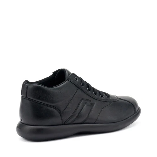 Sneakers Frau uomo casual mid in pelle 27N4 Nero Made in Italy - Immagine 3 di 4