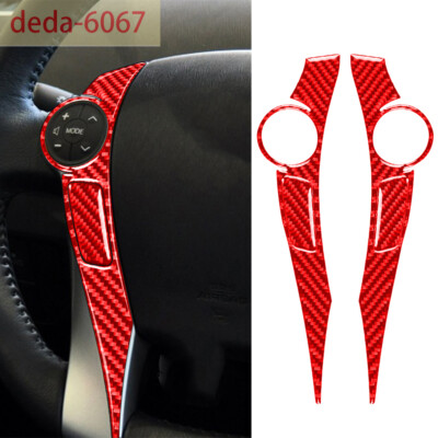 4×Red Carbon Fiber Steering Wheel Button Panel Cover For Toyot@ Prius 2012-2015