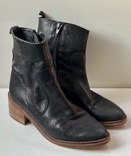 Miista London Soft Black Leather Ankle Boots UK 3 EU 36 Cowboy Style Work Shoes