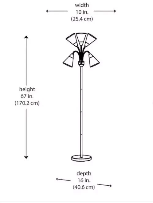 Lámpara de pie Hampton Bay 67" 5 luces negra cuello de cisne con pantallas acrílicas multicolores Foto 3 de 3