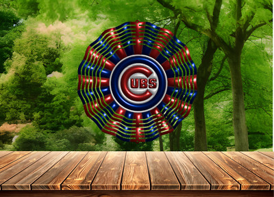   Chicago Cubs Wind Spinner 10  Baseball Design - Outdoor Yard Décor