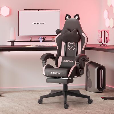 Dowinx Gaming Chair Black Pink Cat Ears | eBay