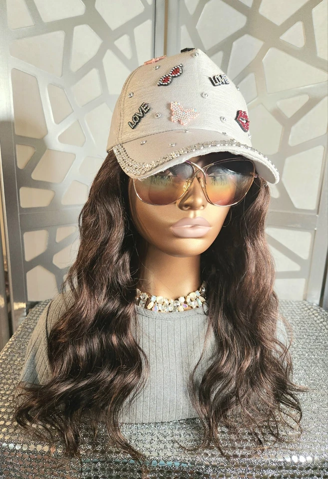 Peluca marrón peluca de cabello 100 % humano peluca ondulada virgen Remy peluca de cabello real Freeparting Foto 4 de 4