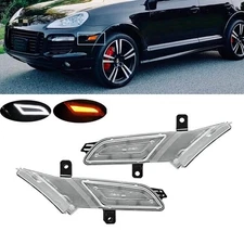 Clear White LED Side Marker Turn Signal Lights For Porsche Cayenne 957 2007-2010