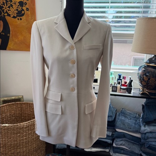 Ralph Lauren Purple Label, Vintage 90s Ralph Lauren Purple Label Union Made Cream Wool Equestrian Jacket