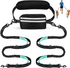 Hands Free Dog Leash with Pouch, Retractable Bungee, Double Padded Handles fo...