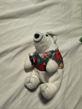 1997 Coca Cola Polar Bear 6" Plush Argyle Shirt Stuffed Bean Bag w/Tags