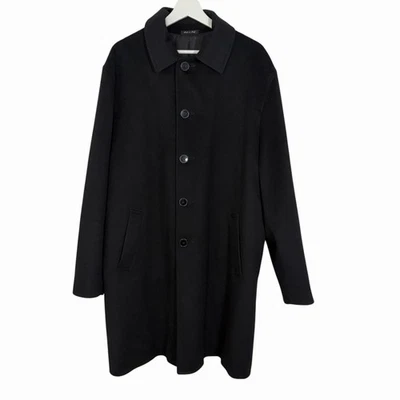 Loro Piana Nordstrom 100% Wool Long Coat Black Storm System  44R Collar 5 Button